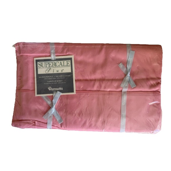 Wamsutta Other - Vintage Wamsutta Supercale Plus Twin Flat Sheet Pink 200‎ TC USA NOS
